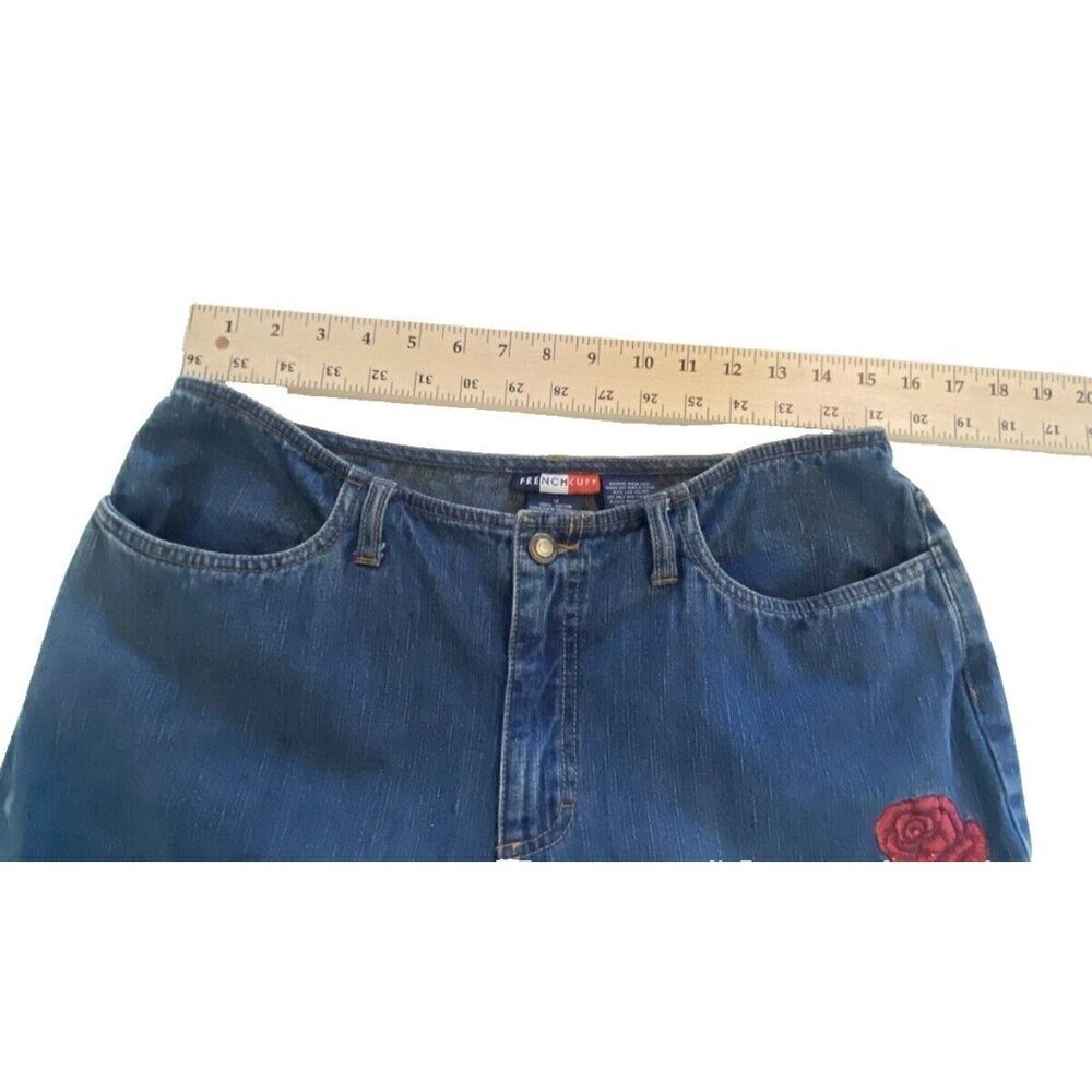 French Cuff Womens Jeans Sz 12 Embroidery Bootcut Y2K Denim Boho Western Artsy - Picture 4 of 12